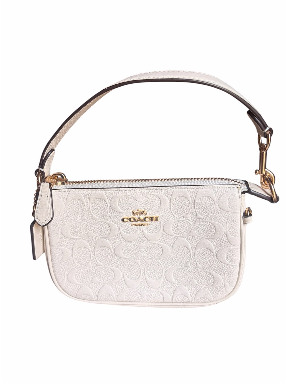 Coach Nolita 15 White Signature Embossed Mini Wristlet
